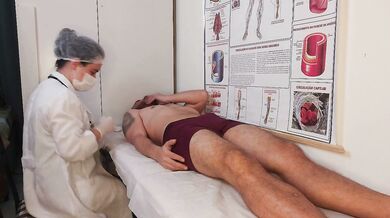 Patient gets an erection upon feeling the nurse's touch.