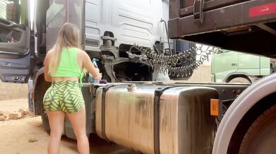 MILF truck driver working the machine