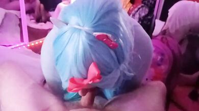 GOOD KITTY! giggling cumslut smiles while deep throating big cock