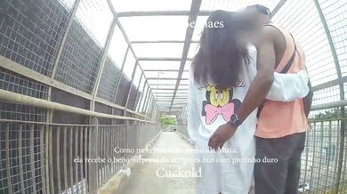 Horn challenge! Shy hotwife entering the cafe with black man as boyfriends and the cuckold on the side. subtitled BBC