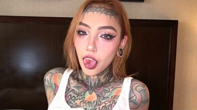 Tattooed Split Tongue Asian Baddie Jesse Is a Submissive Slut