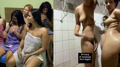 Suruba Gostosas baixa renda tomando banho em live