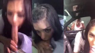 Gina Valentina chupando pauzão dotado dentro do carro até engolir porra