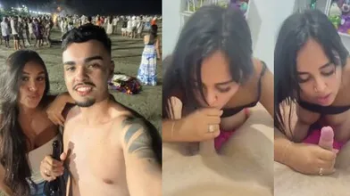 Morena safada mamando rola na casa da praia vazada