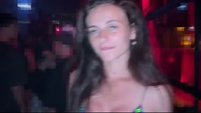 Beautiful whore openly seduces guys into sex by dancing without panties