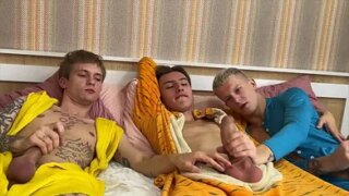 Twink pajama party turns into hot threesome – two twinks fucked their buddies and cummed in his asshole
