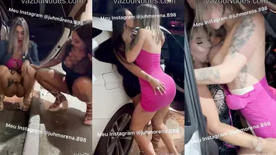 Júh Morena e Sua Amiga Fazendo Xixi na Rua.